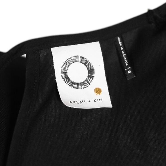 Anthropologie Akemi + Kin Womens Longview Tunic Top Black High Low Blouse M - Picture 3 of 9